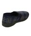 Mens Dale Checked Velour Slippers Navy Sleepers-2