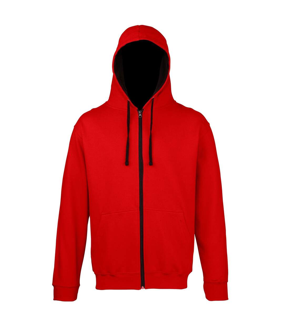 Veste zippée à capuche unisexe - JH053 - rouge et noir-2