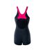 Maillot De Bain 1 Pièce Qarakuma Femme Noir Framboise Rose Vif Aquawave-3