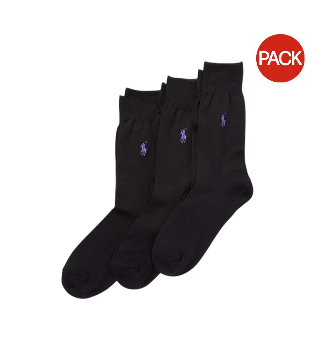 Pack Of 3  Unisex Adult Mercerised Cotton Crew Socks  Black Ralph Lauren-1