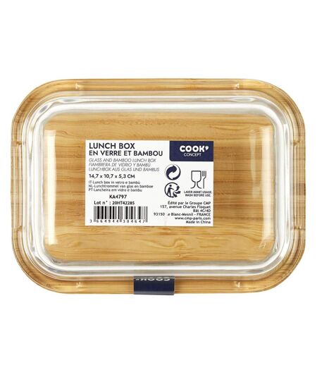 Lunch Box Verre & Bambou Repas 32cl Transparent