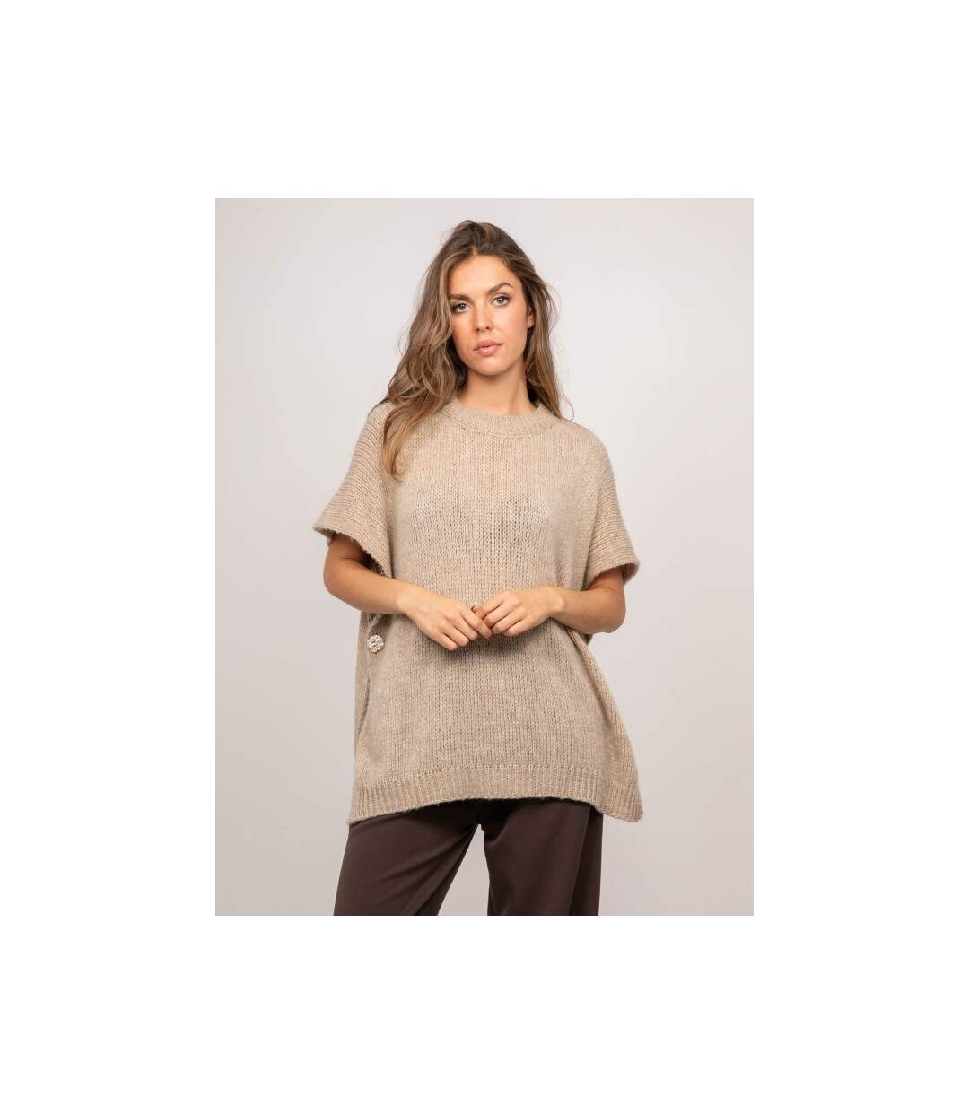 Pull oversize manches courtes grosse maille KIREVE - Dona X Lisa-1