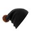 Adultes Bonnet Unisexe Snowstar Noir Orange Beechfield-2