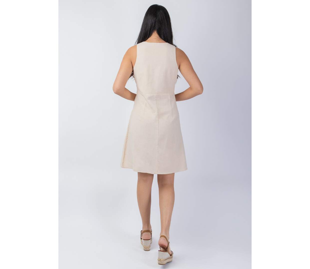 Robe courte sans manches MAURINE beige Coton Du Monde-4