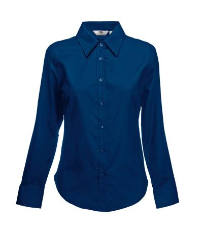 Fruit Of The Loom Ladies Lady-Fit Long Sleeve Oxford Shirt (Navy)