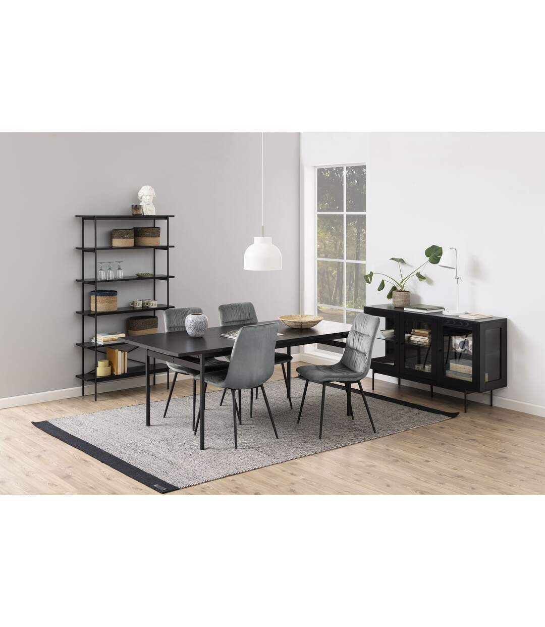 Table à manger en mélaminé et Métal 4 à 6 convives - L. 200 cm - Noir-5