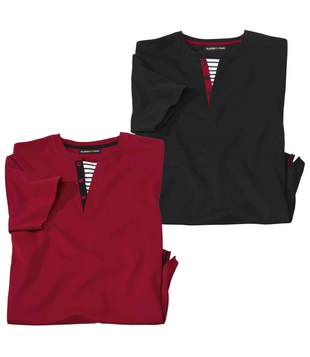 Pack of 2 Men's Red & Black T-Shirts Atlas For Men