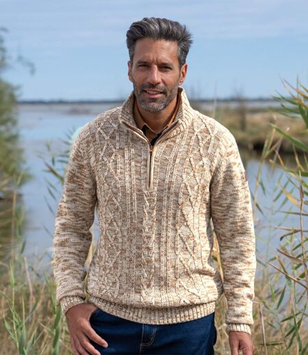 Men's Ecru Marled Knit Jumper