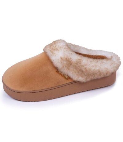 Isotoner Chaussons Mules femme velours ultra doux, compensées