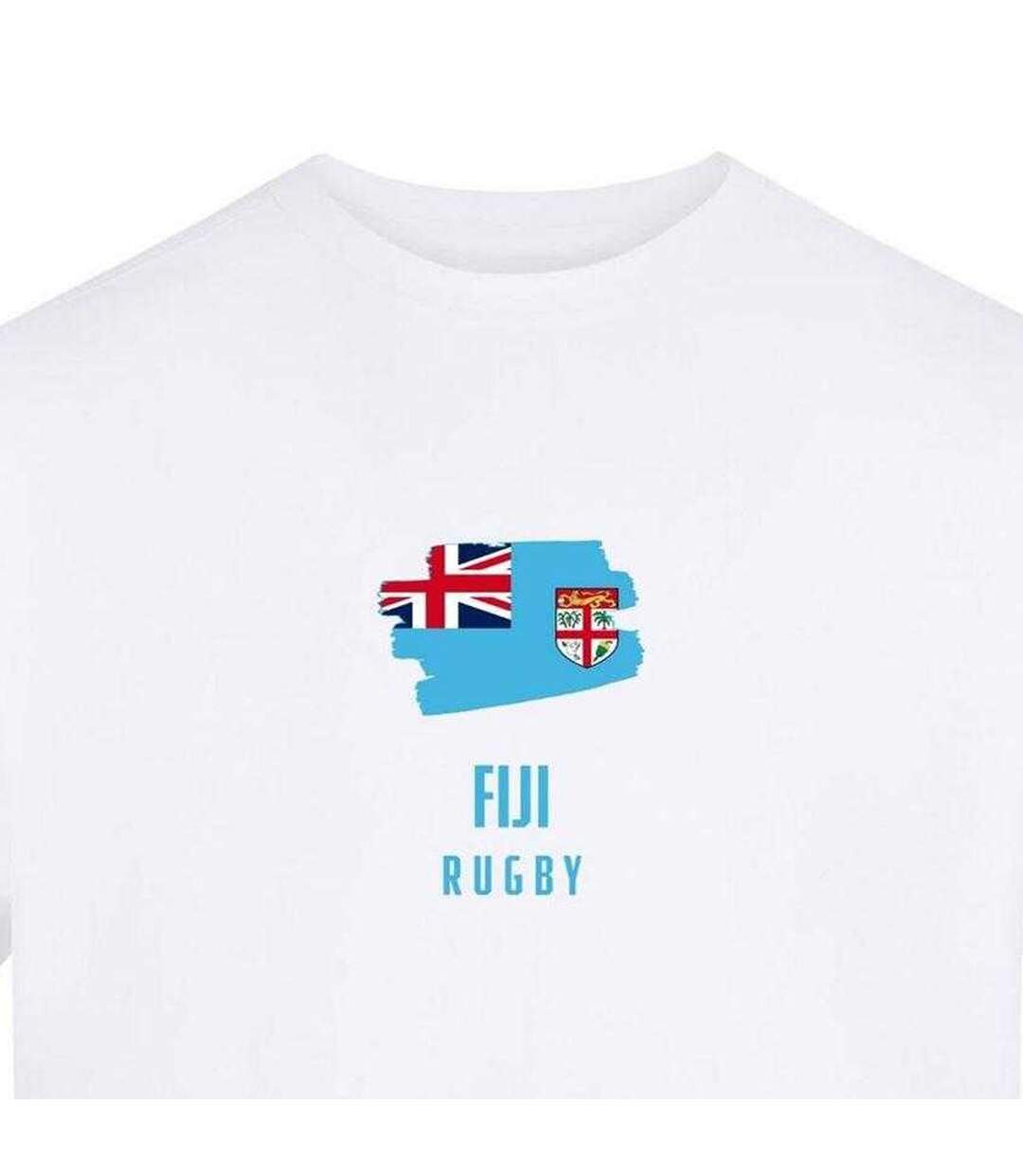 Mens Fiji Rugby Flag T-shirt White AWD-3