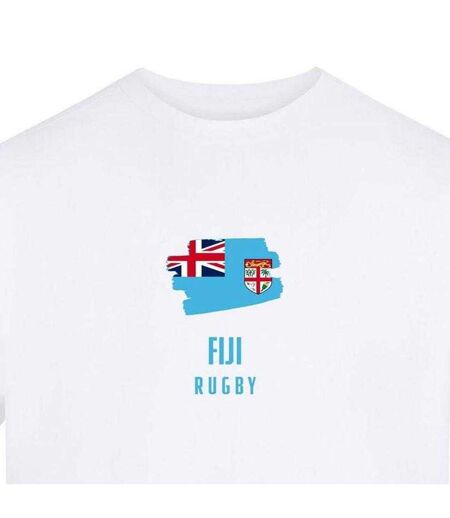 Mens Fiji Rugby Flag T-shirt White AWD