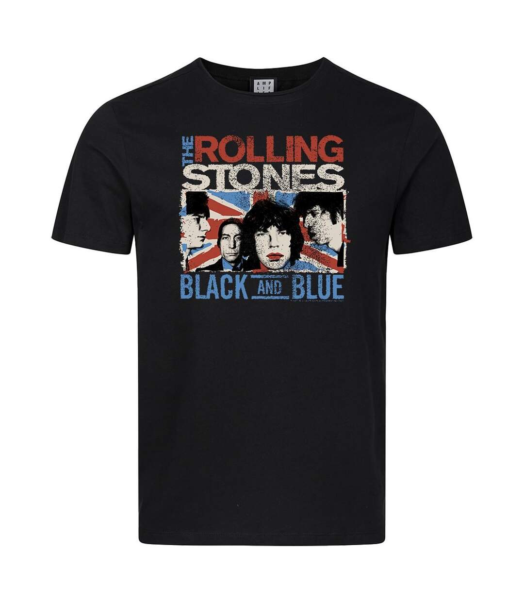 Unisex Adult Union Jack The Rolling Stones T-shirt Black Amplified-1