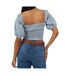Womens/ladies Ditsy Floral Puff Sleeve Top Blue Brave Soul-3