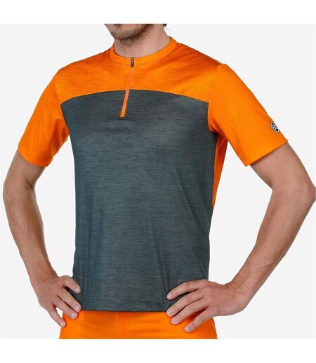 Maillot De Cyclisme Manches Courtes Sentiero Homme Vert Foncé Orange Bicycle Line