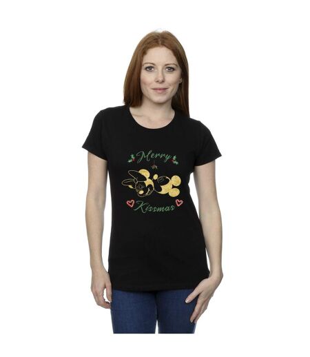 Disney Femme/Les femmes - T-shirt en coton Mickey Mouse Merry Kissmas (Noir) - UTBI33559