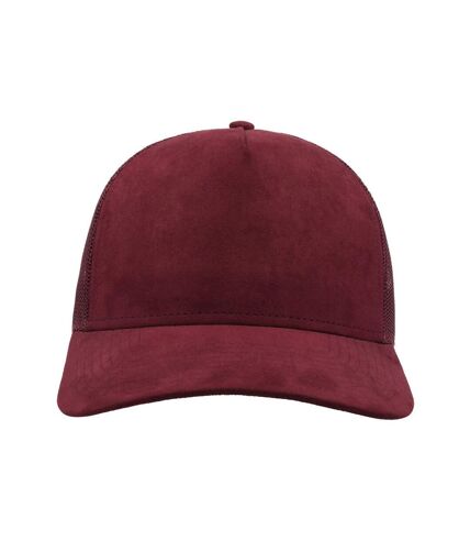 Atlantis Rapper Faux Suede 5 Panel Trucker Cap (Burgundy) - UTAB476