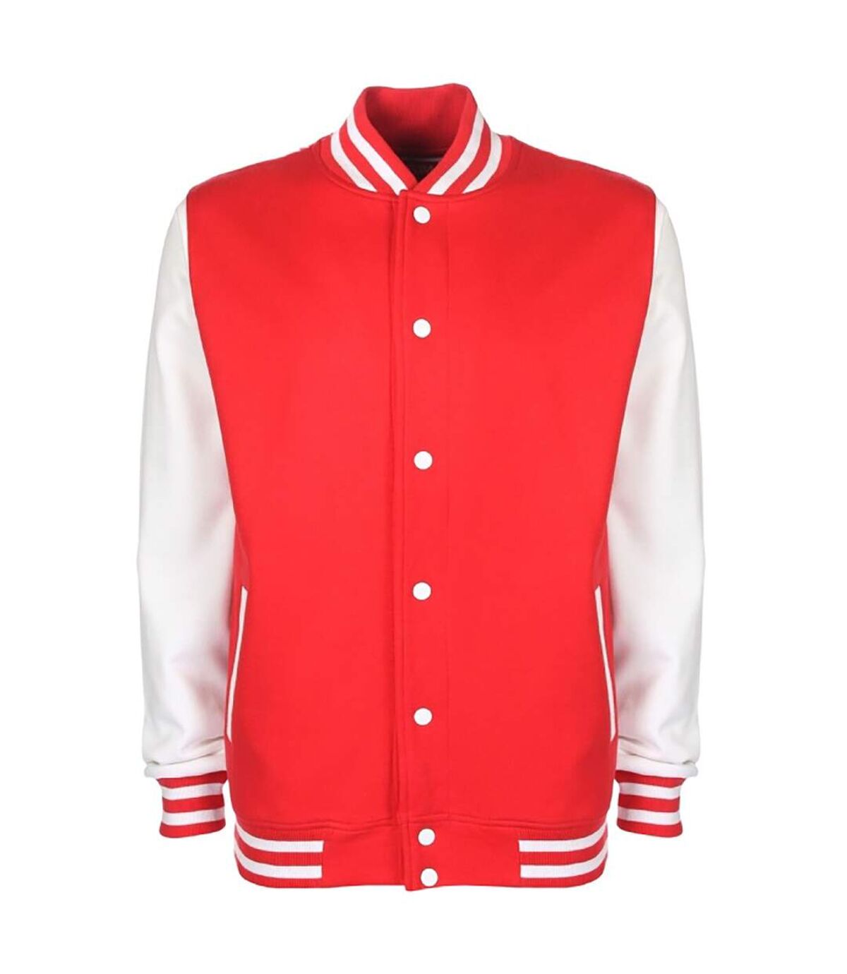 FDM Unisex Varsity / University Jacket (Contrast Sleeves) (Fire Red/White)