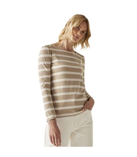 T-shirt Manches Longues Motif/style À Rayures Federica Femme Beige Beige Clair Regatta