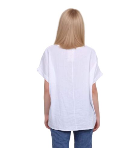 Tee shirt femme manches courtes - Col rond - Couleur blanc