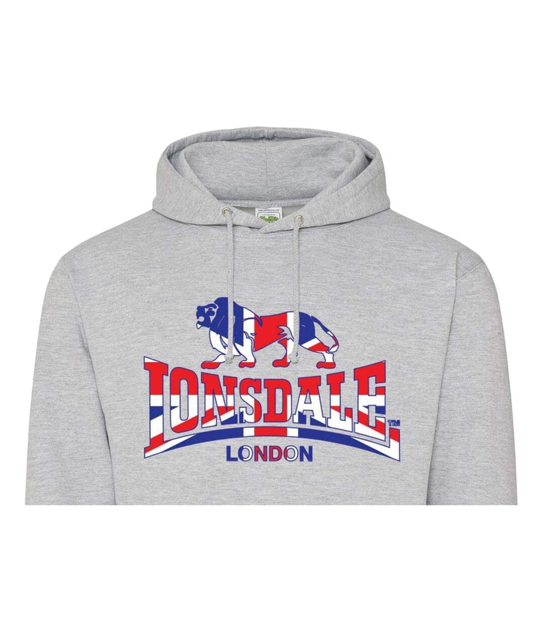Mens Union Jack Logo Hoodie Grey Lonsdale-2