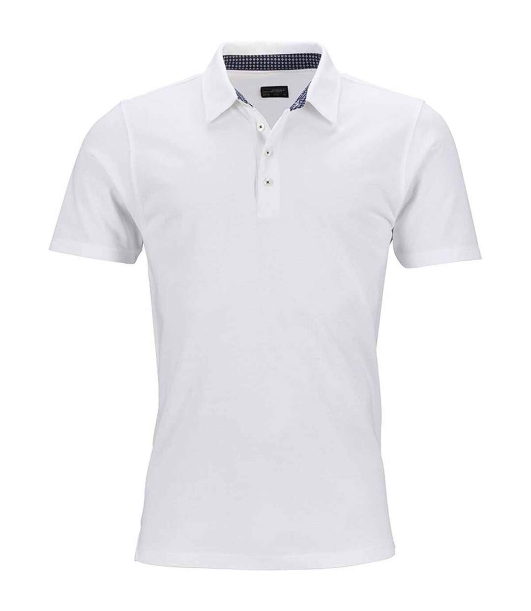 Polo homme manches courtes col imprimé - JN712 - blanc