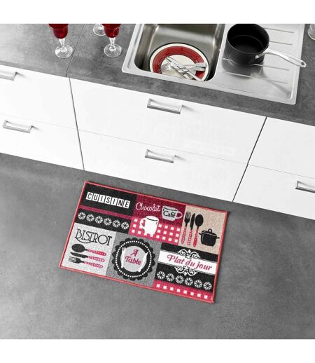 Tapis de Cuisine Digital Menu 50x80cm Rouge