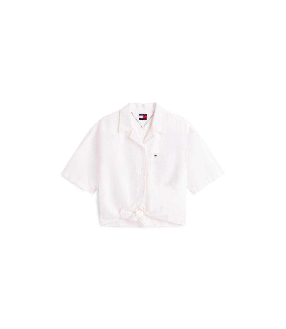 Chemise Manches Courtes Motif/style À Rayures Femme Écru Tommy Jeans-1