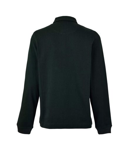 Mens Embroidered Logo Cotton Long-sleeved Polo Shirt Green Paul Smith