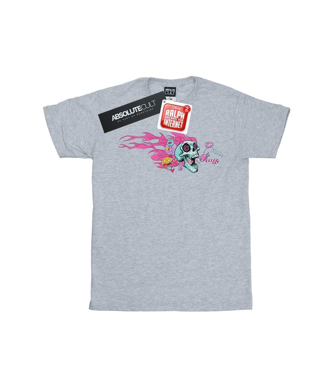 Disney Femmes/Les femmes Wreck It Ralph Candy Skull Cotton Boyfriend T-Shirt (Gris sportif) - UTBI51654-1