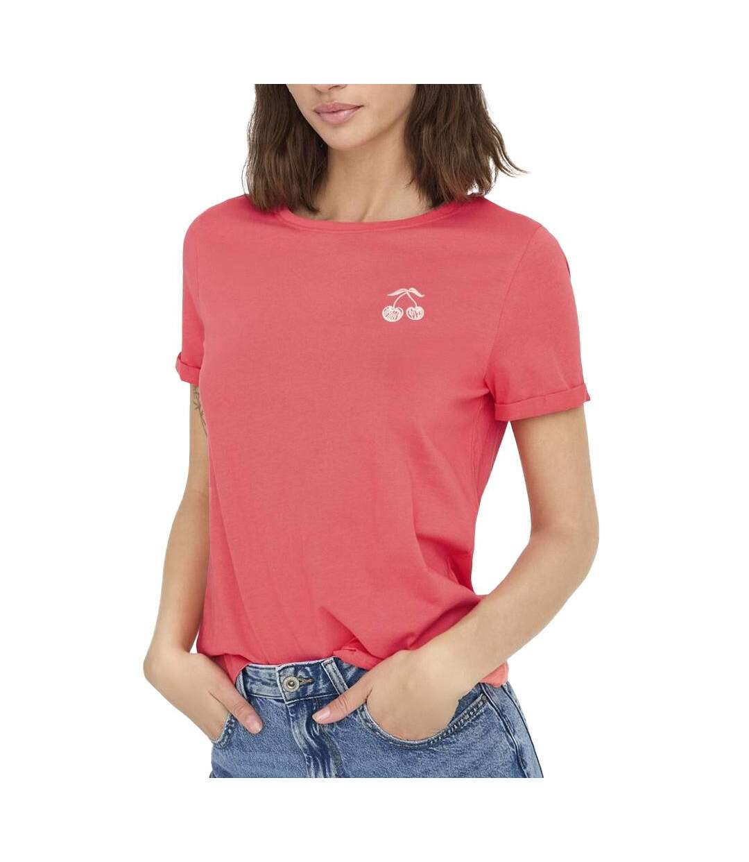 T-Shirt rose femme only gitte-1