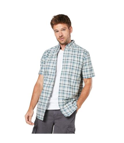 Mens checked oxford short-sleeved shirt light grey Maine