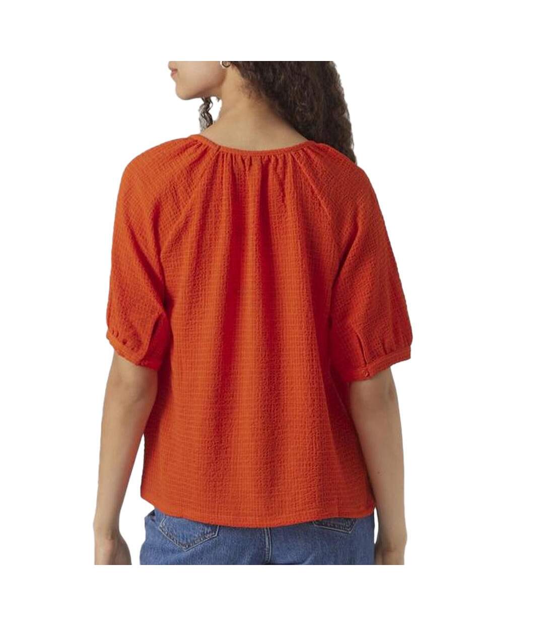 T-shirt rouge femme vero moda kassi-2