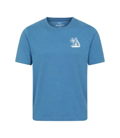 Mens Sailboat T-shirt Bright Blue Mountain Warehouse
