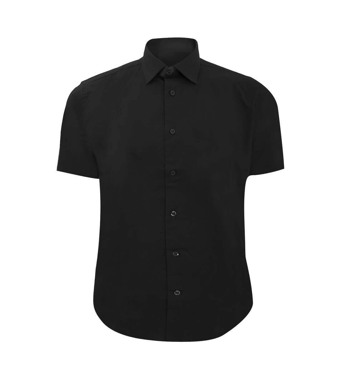 Russell Collection Mens Short Sleeve Easy Care Fitted Shirt (Black)