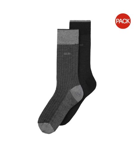 Lot De 2  Chaussettes Homme Noir Gris Boss