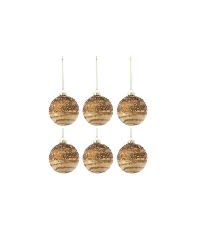 Lot de 6 Boules de Noël Paillettes Line 8cm Marron