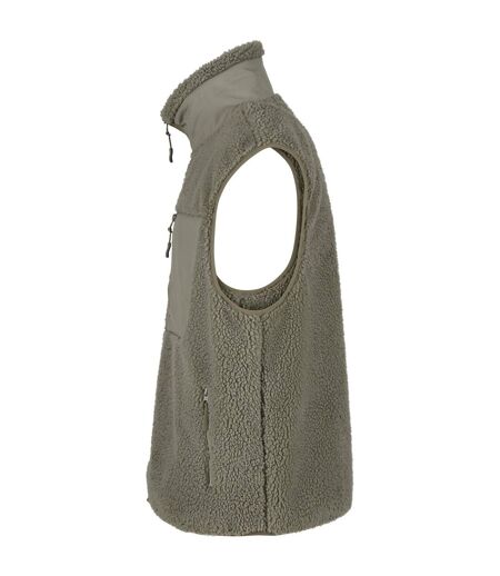 Mens Bonded Sherpa Gilet Pale Olive Build Your Brand