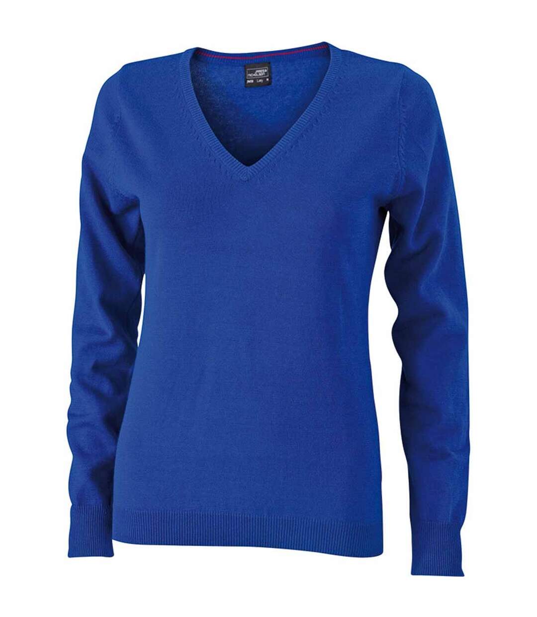 Pull classique col V - FEMME - JN658 - bleu royal