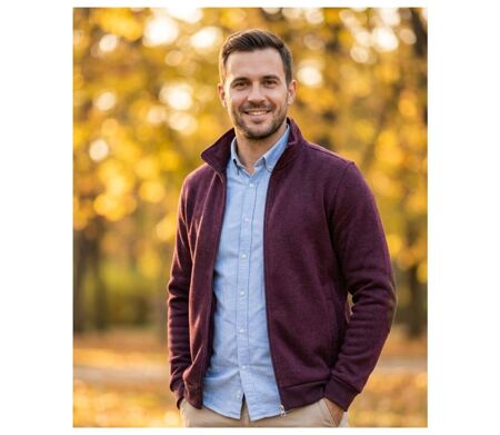 Cardigan Zippé Homme en Polaire Tricot Bordeaux – Col Montant & Coudières Suédine