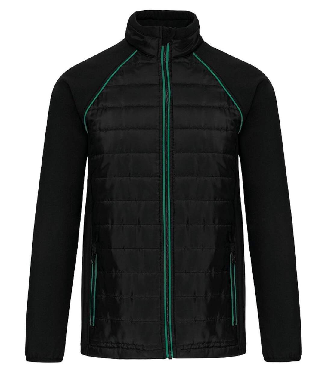 Veste Softshell DayToDay bi-matière - Unisexe - WK6147 - Noir et vert kelly-1