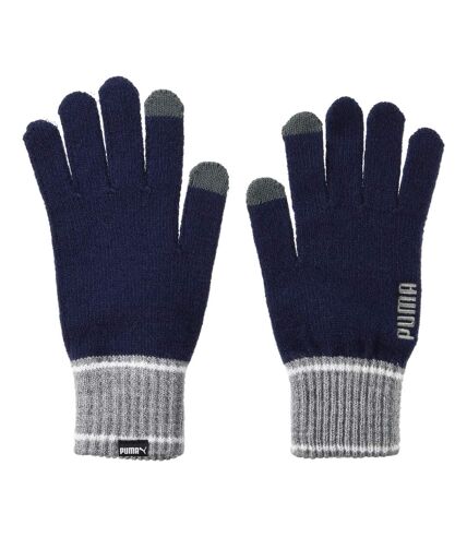 Unisex adult knitted winter gloves peacoat/grey heather Puma