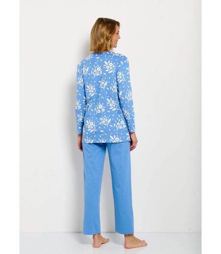 Pyjama col V boutonné coton manches longues