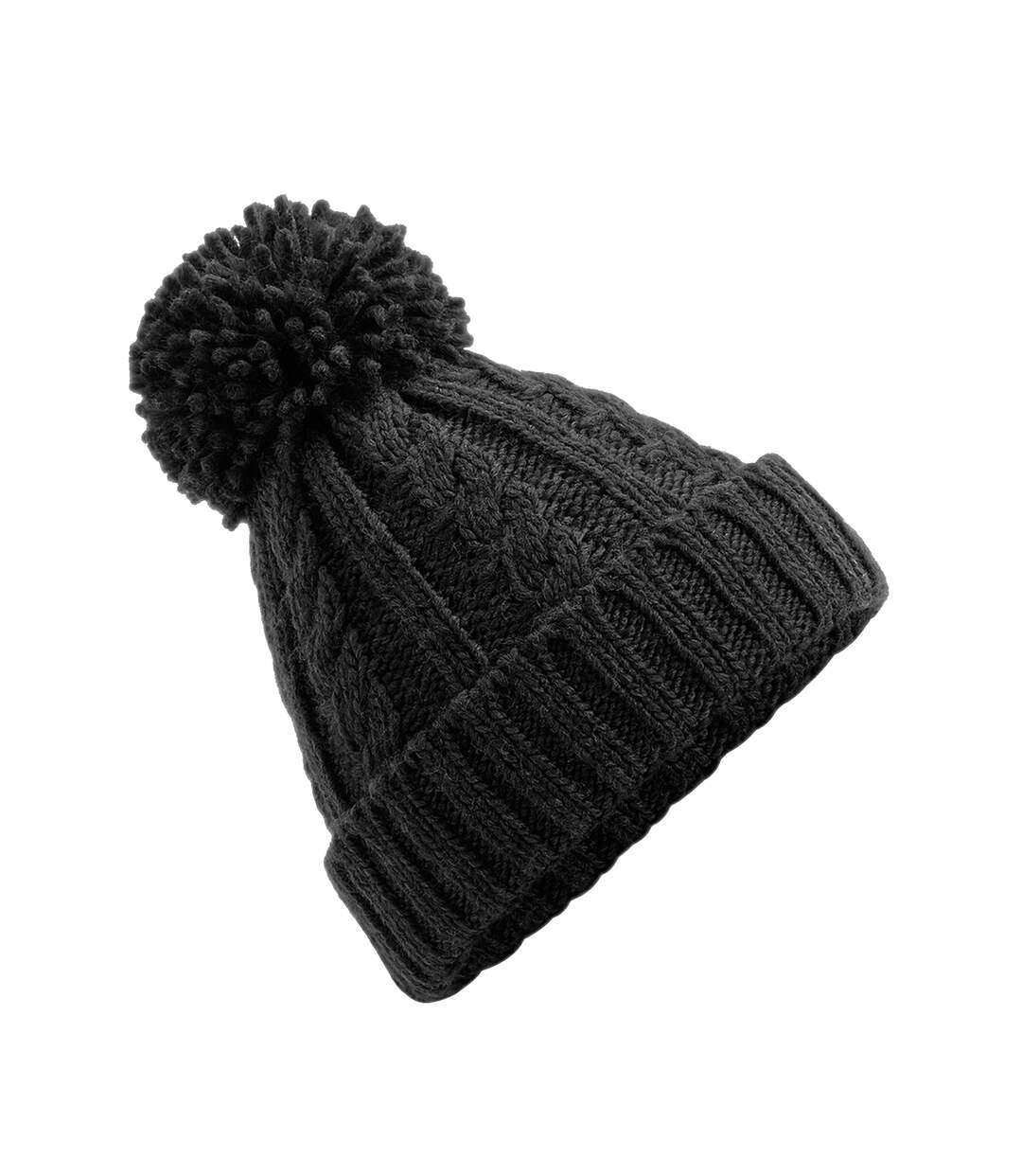Beechfield Unsiex Adults Cable Knit Melange Beanie (Black) - UTBC4137-3