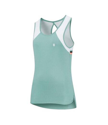 Womens/ladies Scoop Neck Regular Tank Top Nile Blue White K-Swiss