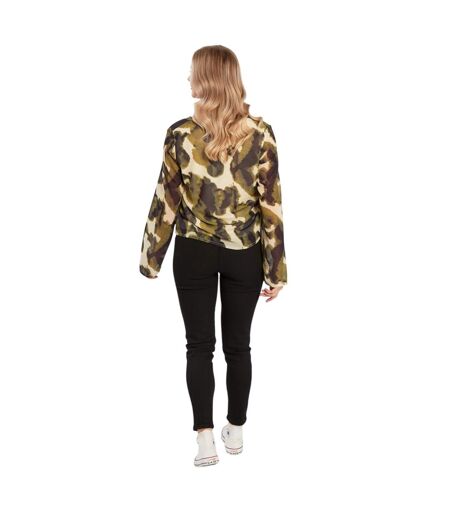 Blouse Manches Longues Motif/style Camouflage Femme Vert Influence
