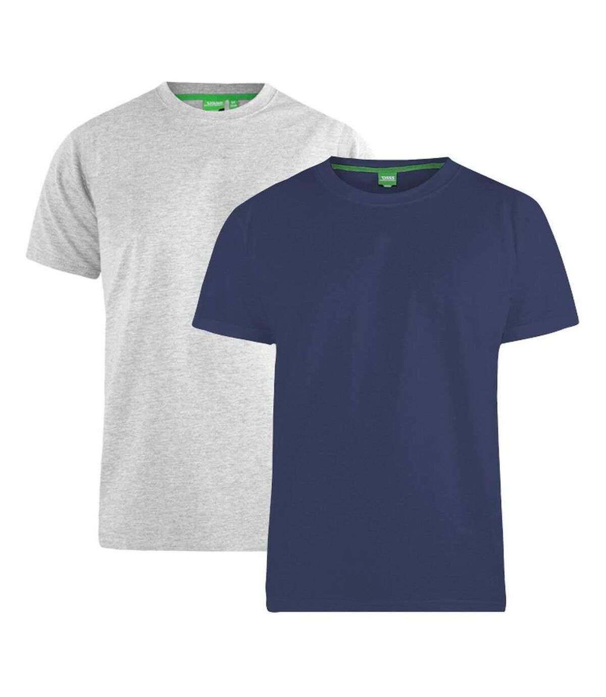 Duke Mens Fenton D555 Round Neck T-shirts (Pack Of 2) (Navy/Gray)