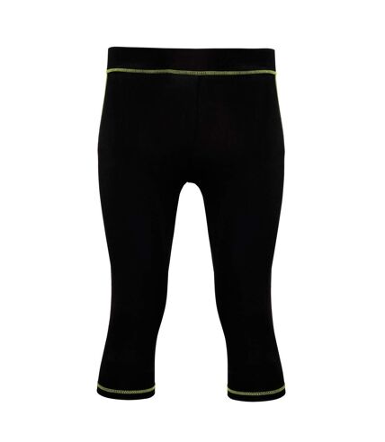 Tri Dri Womens/Ladies Calf Length Fitness Leggings (Black/ Lightning Green)