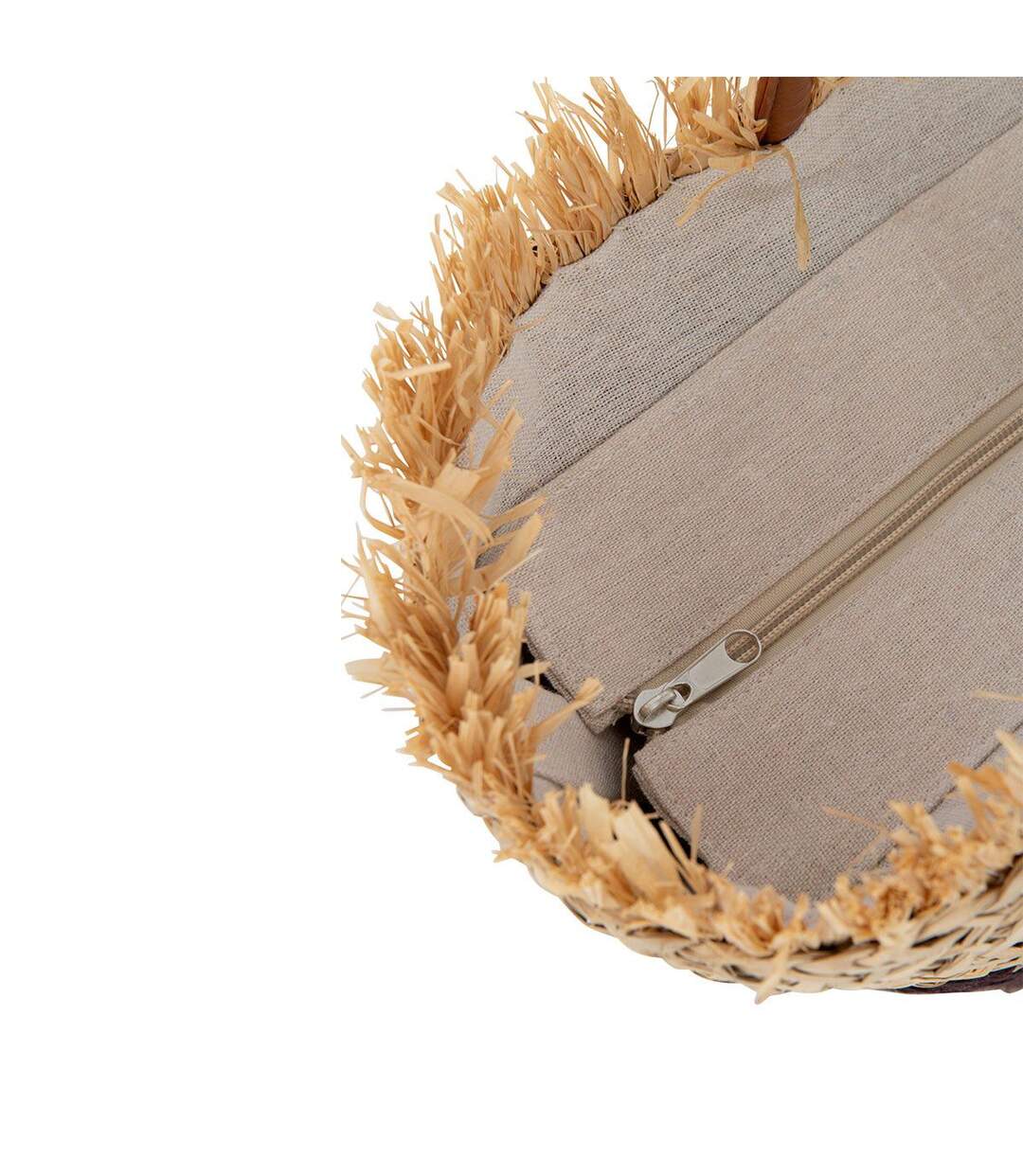 Sac de Plage Feuille 56cm Naturel & Blanc-3
