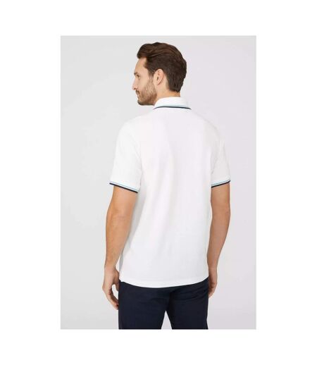 Mens Pique Tipped Polo Shirt White Maine