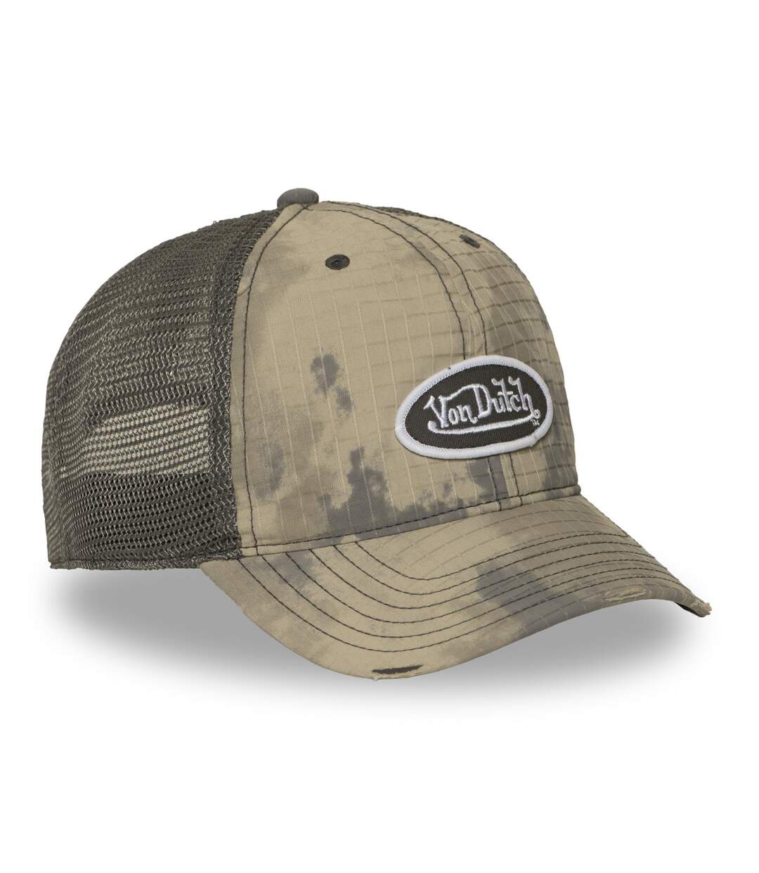 Casquette baseball filet en ripstop effet usé avec patch Mac kamo Vondutch-4